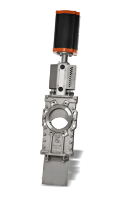 A bi-directional tight Knife Gate Valve with a through-going plate. HG
